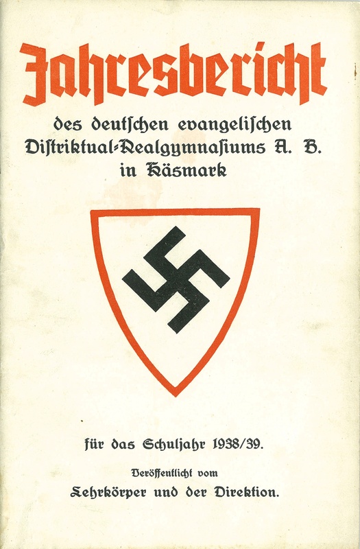 Výročná správa nemeckého gymnázia z roku 1938/39 (foto: Múzeum v Kežmarku)